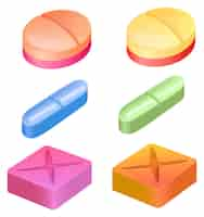 Free vector different shapes of medicinal pills