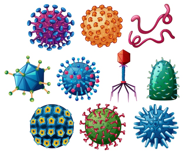 Vettore gratuito diverse forme di virus