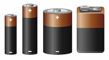 Free vector different sizes of battery