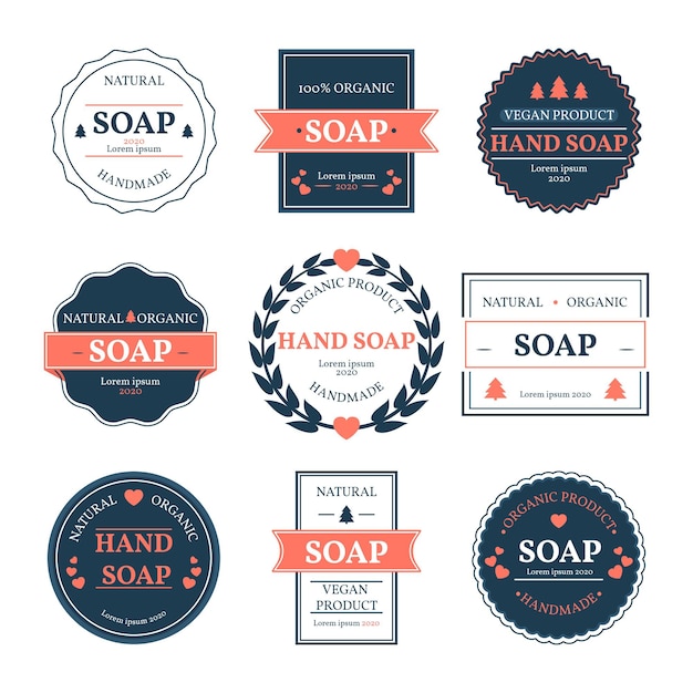 Different soap labels pack