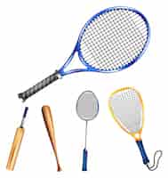 Free vector different sport rackets and bats