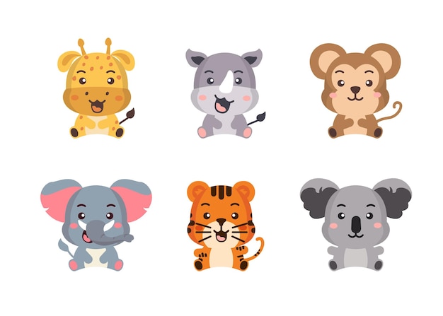 Free vector different style of wild animal