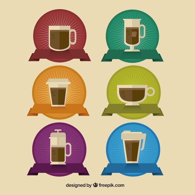 Free vector different styles of coffee in circles