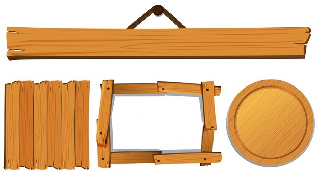 木製ボードのイラストレーションのための異なるテンプレート