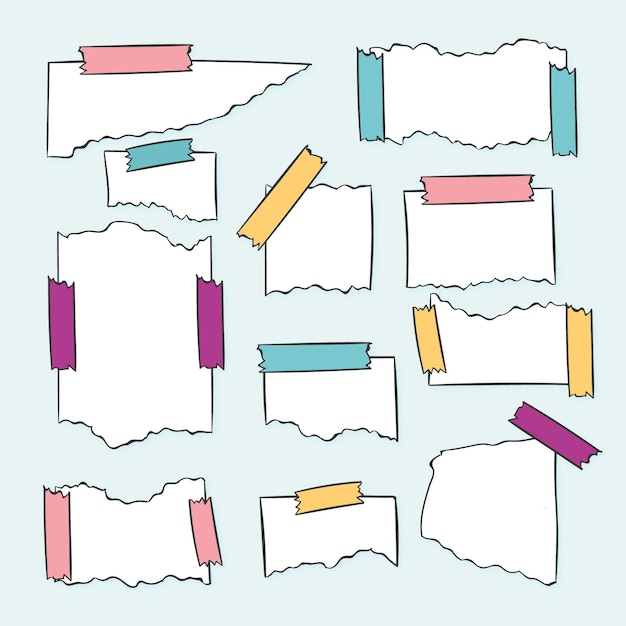 Free vector different torn papers with tape