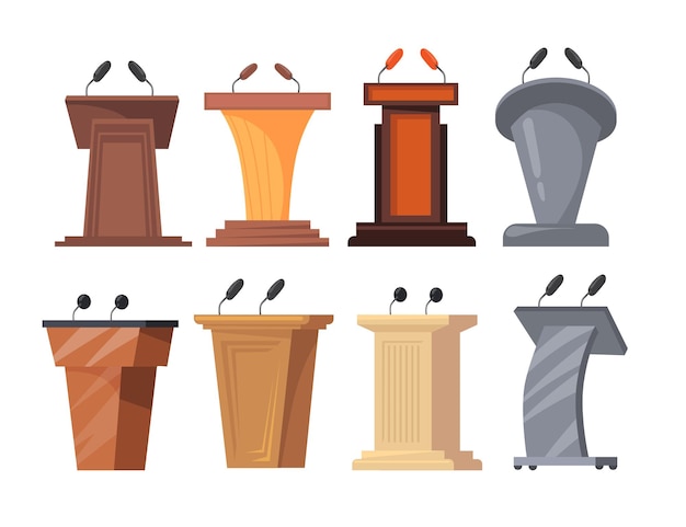 Free vector different tribunes with microphones illustration