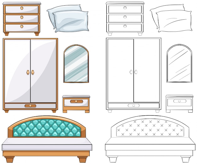 Free vector different type of furniture in simple design