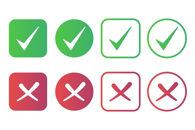 Different Types Of Check Marks And Crosses