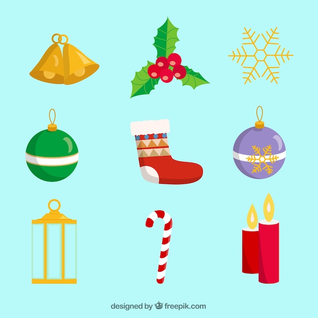 Free vector different types of christmas decoration