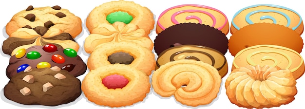 Free vector different types of cookies