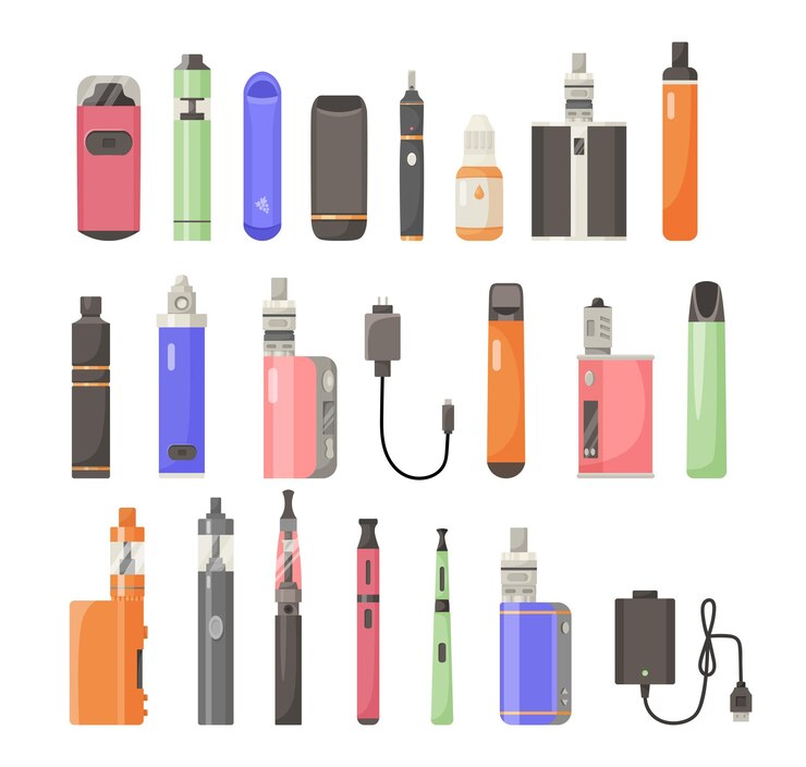 Free Vector different types of ecigarettes vector illustrations set