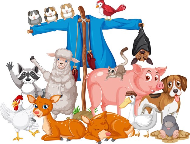 Free vector different types of farm animals