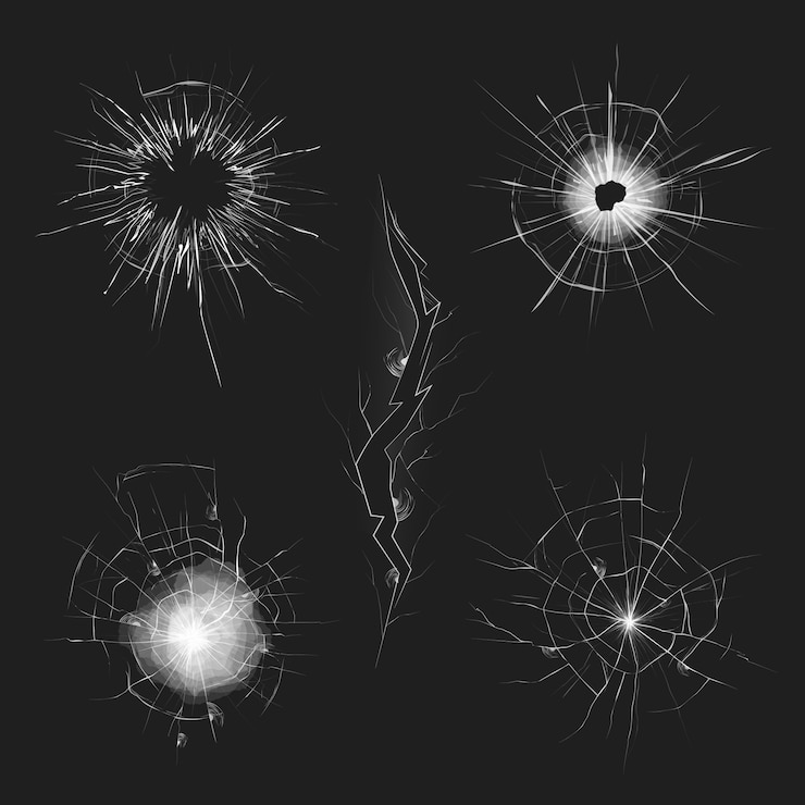 Free Vector different types of glass crack