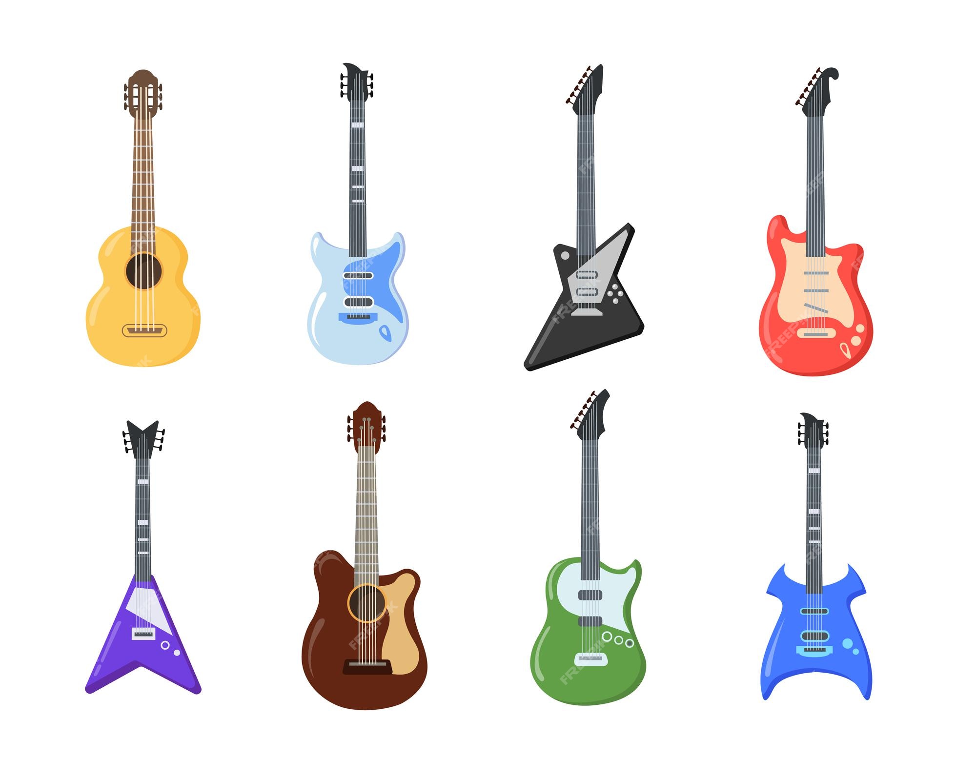 Premium Vector | Different types of guitars illustration