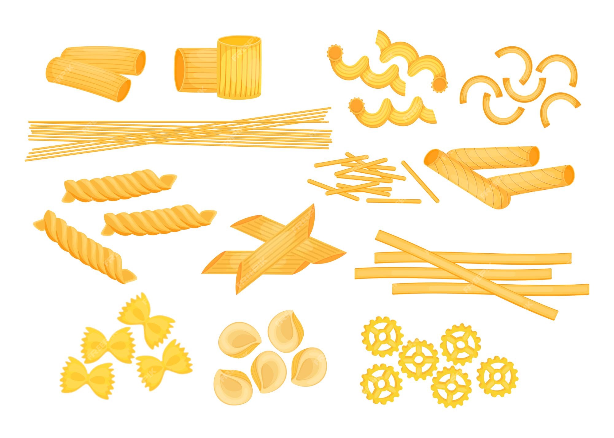 Free Vector | Different types of italian pasta flat illustrations set