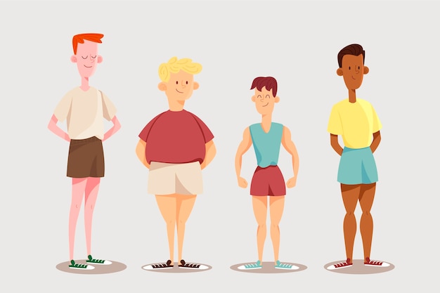 Free Vector | Flat-hand drawn types of male body shapes