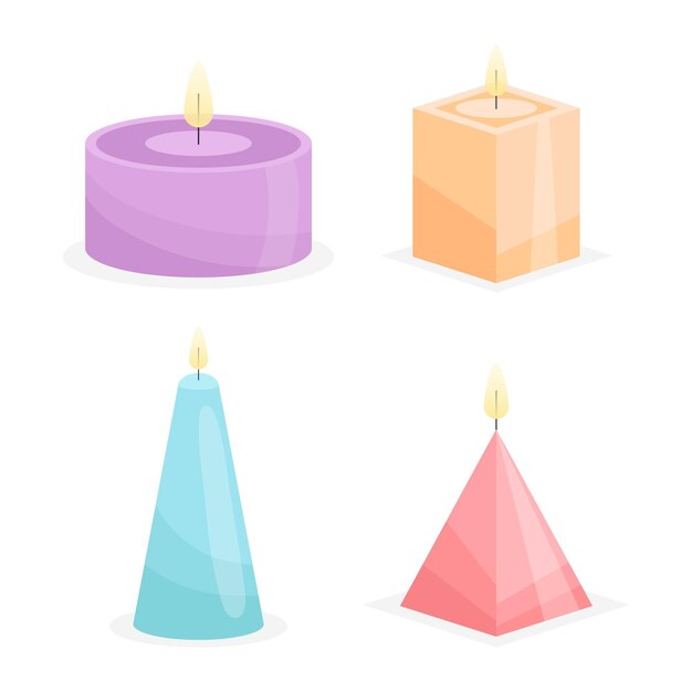 Vettore gratuito diversi tipi di candele profumate