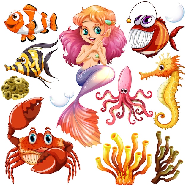 異なる種類の海の動物