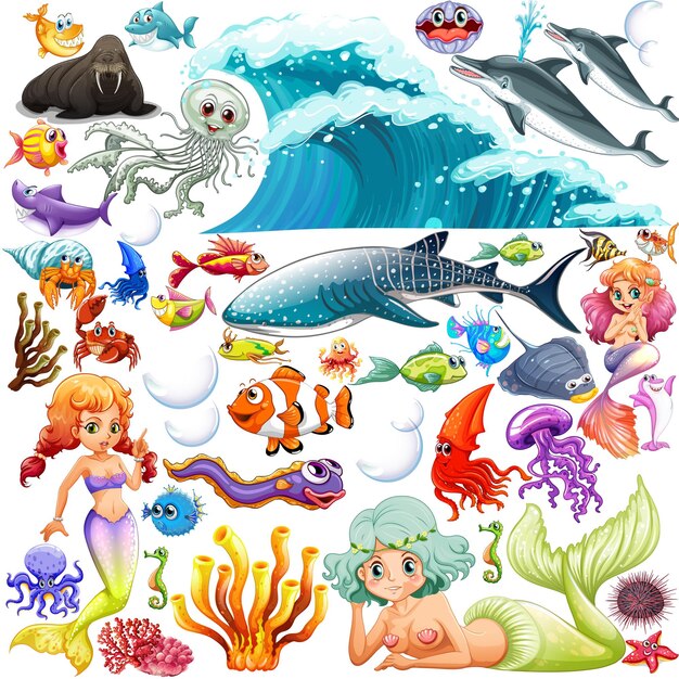 Различные виды морских животных