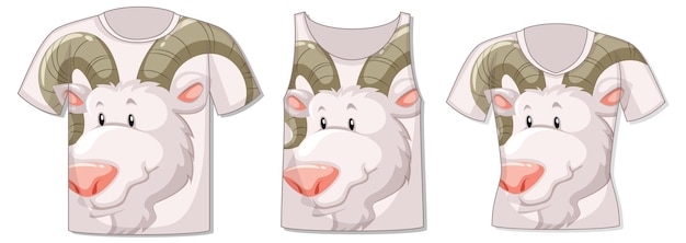 Free vector different types of tops with goat pattern