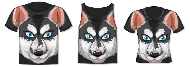 मुफ़्त वेक्टर different types of tops with siberian husky pattern