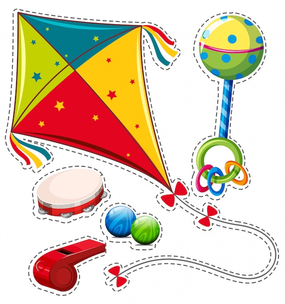 Free vector different types of toys