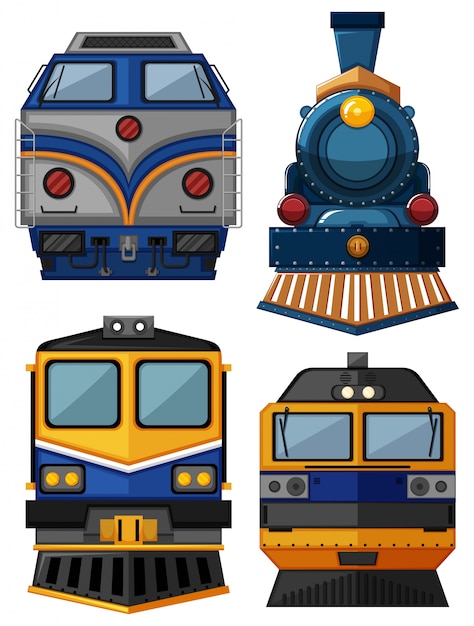 Different types of trains illustration