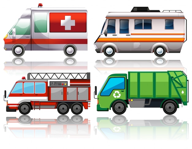 Different types of trucks illustration