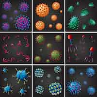 Free vector different types of viruses