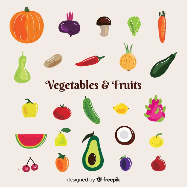 Different vegetables and fruits pack