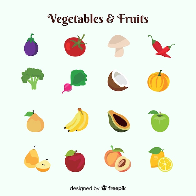 Different vegetables and fruits pack