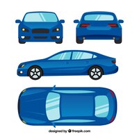 Vettore gratuito viste diverse della moderna auto blu