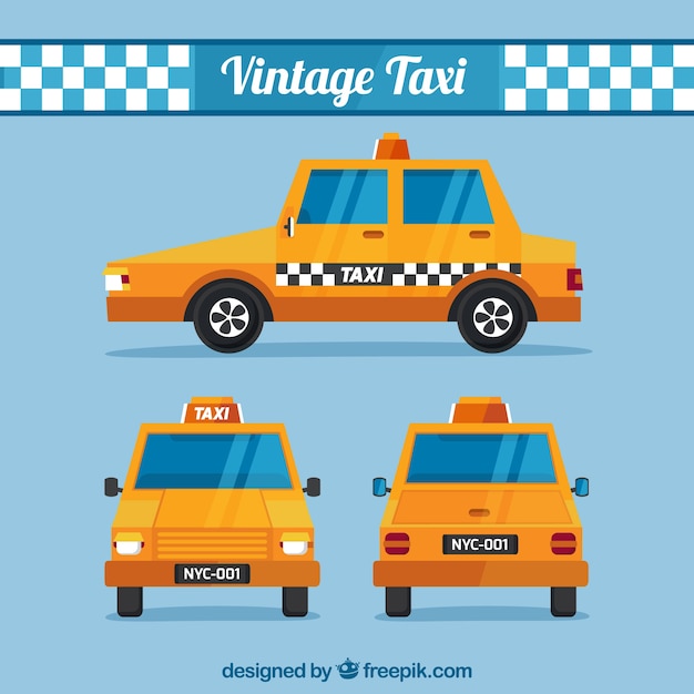 Free vector different views of taxi