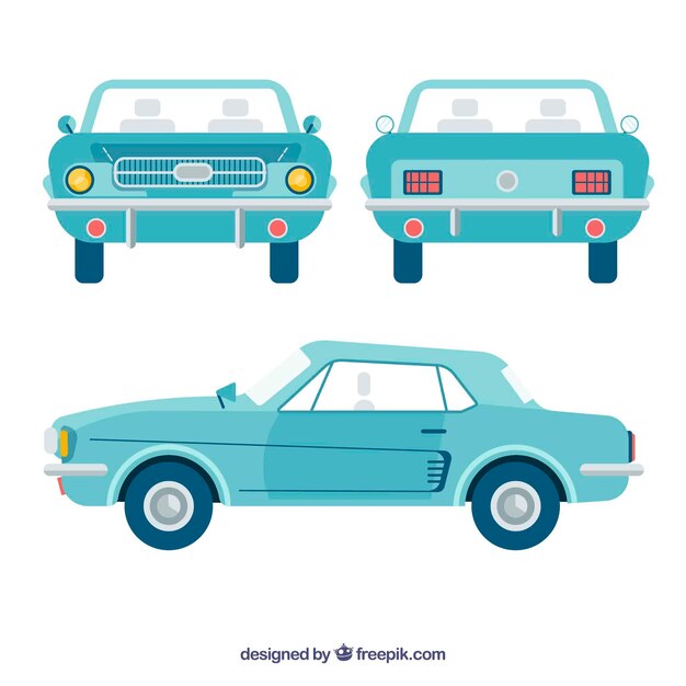 Different views of vintage car