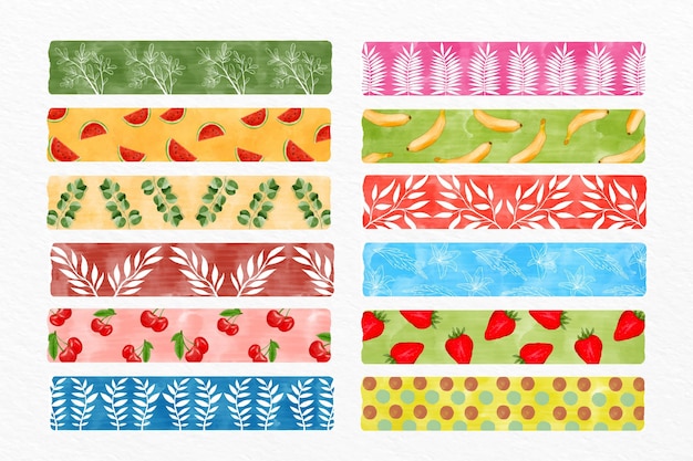 Free vector different washi tapes collection