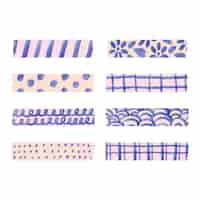 Free vector different watercolor washi tapes pack