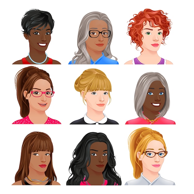 Free vector different woman avatars