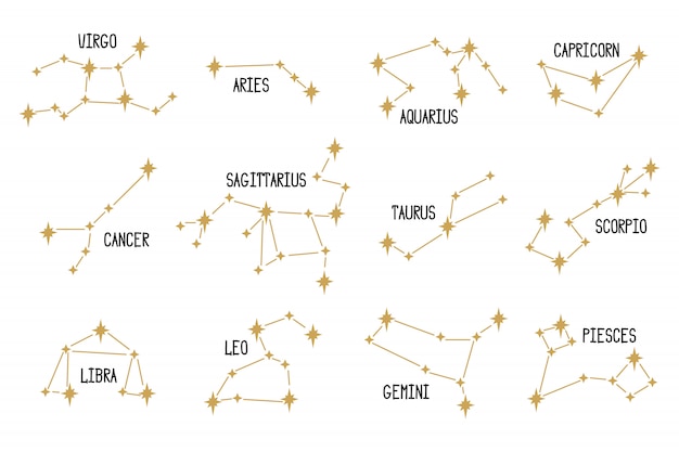 Набор различных зодиакальных созвездий