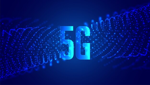 Digital 5G new wireless internet technology background with particles