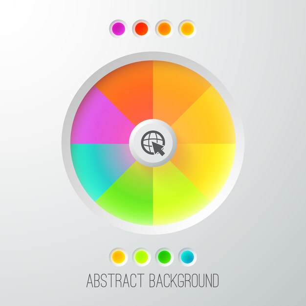 Digital abstract web template with colorful bright button