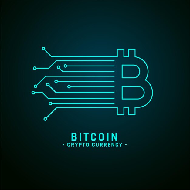 디지털 bitcoin 기술 네온 스타일 배경