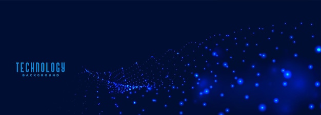 Digital blue particles technology banner design