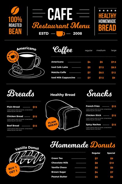 Digital cafe restaurant menu design