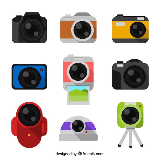 Vettore gratuito collezione di fotocamere digitali