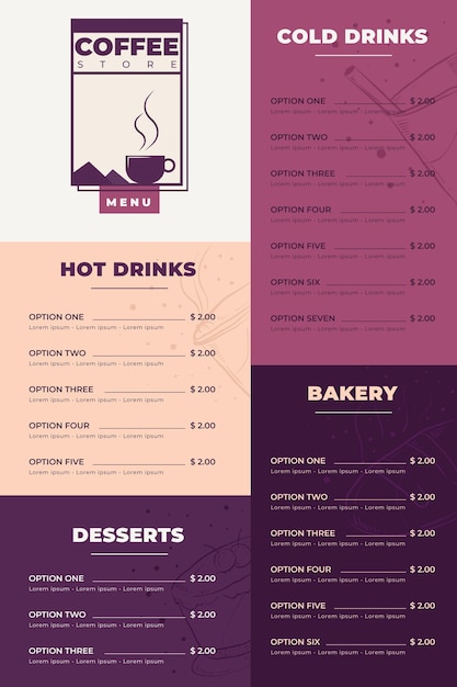Digital coffee store menu