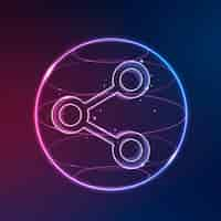 Free vector digital connectivity technology icon in neon on gradient background