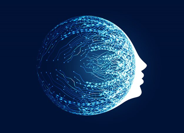 digital face with circuit network concept