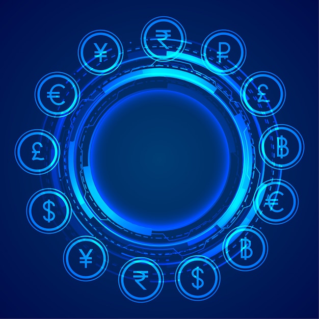 Digital Global Currency Icons Concept Background