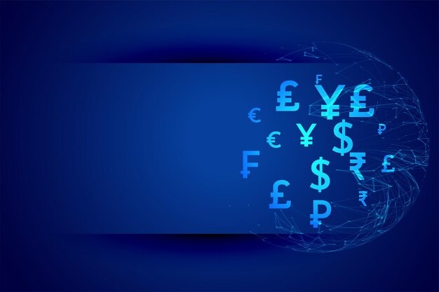 digital glowing currency sign background with text space