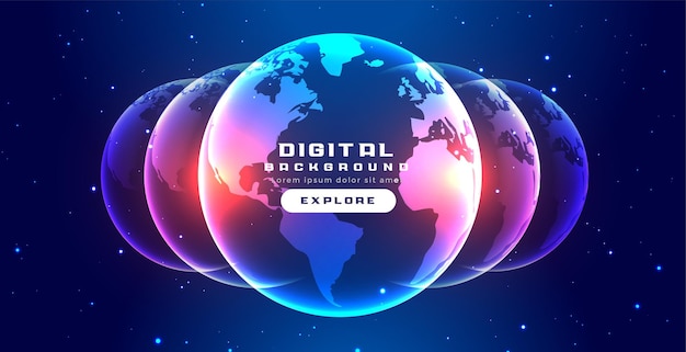 Digital glowing earth concept banner design